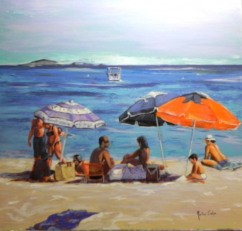 Named contemporary work « Plage Corse », Made by MARTINE COLIN