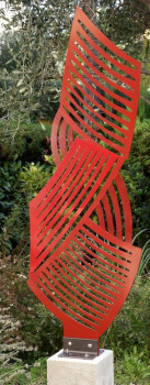 Named contemporary work « Harpe des anges rouge- rote Engelsharfe », Made by WOLF THIELE