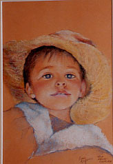 Named contemporary work « Bastien au chapeau », Made by ALICE DENAT-BOURGADE