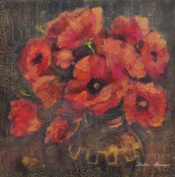 Named contemporary work « Bouquet de coquelicots  », Made by LIUBOV