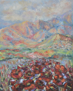 Named contemporary work « Coquelicots à la montagne », Made by LIUBOV