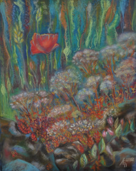 Named contemporary work « Coquelicot solitaire », Made by LIUBOV