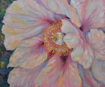 Named contemporary work « Pivoine rose », Made by LIUBOV