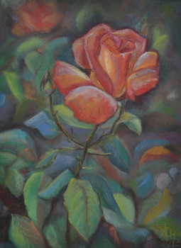 Named contemporary work « Rose et son bouton », Made by LIUBOV