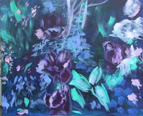 Named contemporary work « fleurs violettes », Made by MIREILLE BREGOU