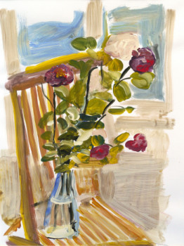 Named contemporary work « vase et fleurs n°1 », Made by POLO