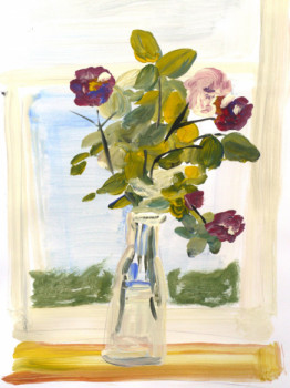 Named contemporary work « vase et fleurs n°2 », Made by POLO