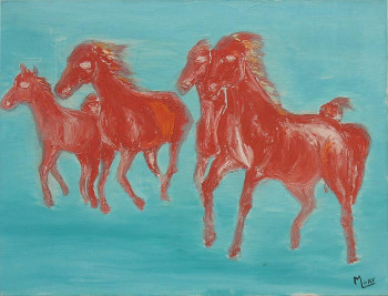 Named contemporary work « chevaux camarguais », Made by MICHEL GAY