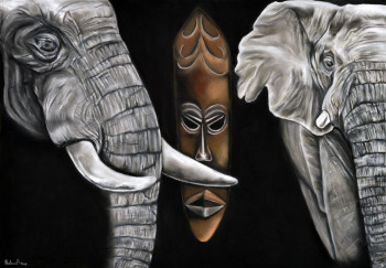 Named contemporary work « Esprit de la savane Africaine », Made by HéLèNE ROUX