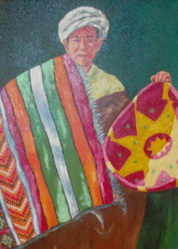 Named contemporary work « marchant de tapis (détail) », Made by ABDALLAH EL ALAOUI