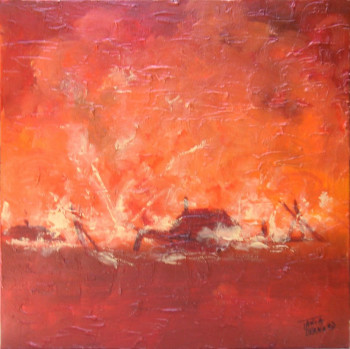 Named contemporary work « Gone with the fire », Made by TANIA BERNARD-SCHUGALTE