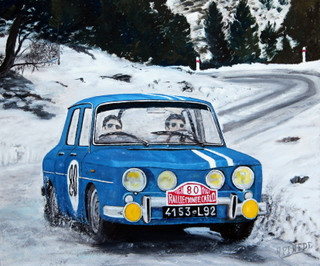 Named contemporary work «  R8 GORDINI - MONTE CARLO 1968 - J.P. Nicolas - C. Roure », Made by ALAIN PINEDE