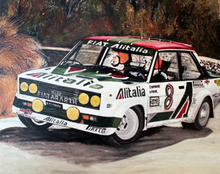 Named contemporary work « FIAT 131 ABARTH - MONTE CARLO 1978 - Bernard Darniche Alain Mahé », Made by ALAIN PINEDE