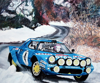 Named contemporary work « LANCIA STRATOS HB - MONTE CARLO 1979 - Bernard Darniche Alain Mahé », Made by ALAIN PINEDE