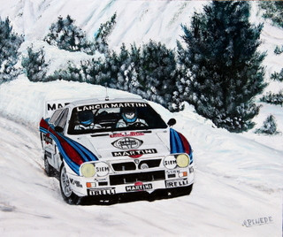 Named contemporary work « LANCIA 037 - MONTE CARLO 1984 - Jean-Claude Andruet-Sergio Cresto », Made by ALAIN PINEDE