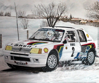 Named contemporary work « PEUGEOT 205 Turbo 16 - MONTE CAARLO 1985 - Ari Vatanen-Terry Harryman », Made by ALAIN PINEDE