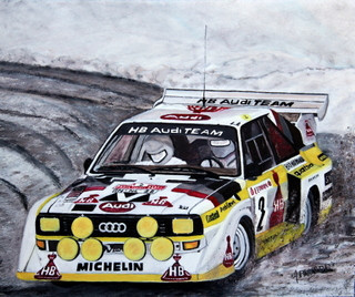 Named contemporary work « AUDI QUATTRO SPORT S - MONTE CARLO1986 - Walter Rohrl - Christian Geistdorfer », Made by ALAIN PINEDE