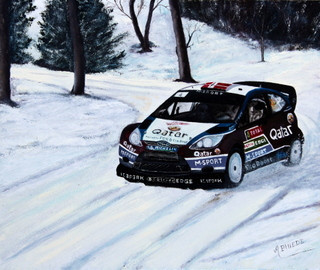 Named contemporary work « FORD FIESTA RS WRC - MONTE CARLO 2013 - Mads Ostberg - Jonas Andersson », Made by ALAIN PINEDE