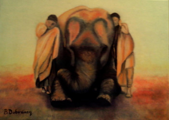 Named contemporary work « douceur d'un éléphant », Made by BRIGITTE DUBREUCQ