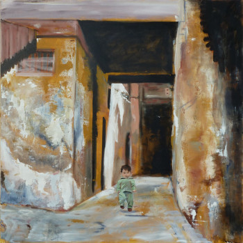 Named contemporary work « L'enfant en promenade dans la médina de Fès », Made by BONNEAU-MARRON