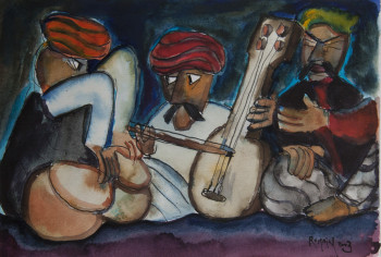 Named contemporary work « Musiciens du désert », Made by ROMAIN RAPHAëL