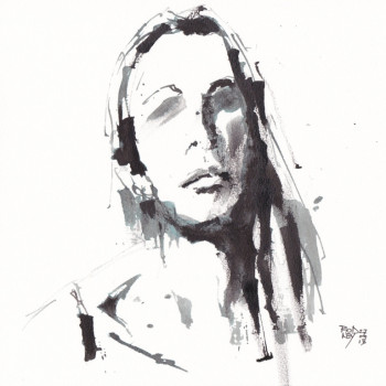 Named contemporary work « Femme d'Encre 5 », Made by RODNEYVDB