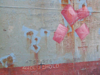 Named contemporary work « Tableau photographique de bateaux chinois, , abstraction lyrique, 0101-0324  Pour le quai 9 », Made by AOSTEN, ARTISTE PORTUAIRE