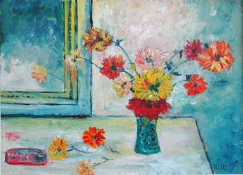 Contemporary work named « fleurs et glace », Created by PHILIPPE LE MONIES DE SAGAZAN