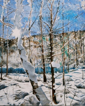 Named contemporary work « Le Bouvreuil sous la neige », Made by JEAN-LUC CELCE