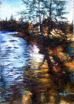 Named contemporary work « La Seine Bar sur Aube nocturne », Made by JEAN-LUC CELCE