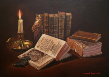 Named contemporary work « Livres anciens à la chouette », Made by BERNARD DUPIN
