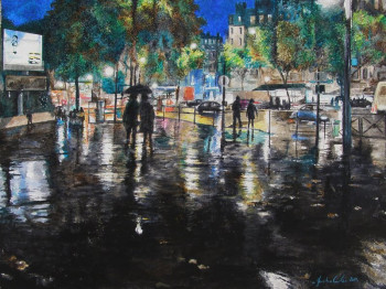 Named contemporary work « Porte de clignancourt, Paris XVIII°, nocturne », Made by JEAN-LUC CELCE