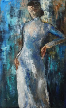 Named contemporary work « Femme en blanc », Made by LENA B