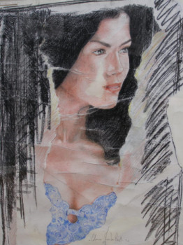Contemporary work named « Femme encollage bleu », Created by JEAN-LUC CELCE