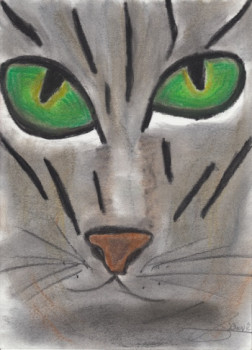 Named contemporary work « Yeux de chat », Made by SAMACHER