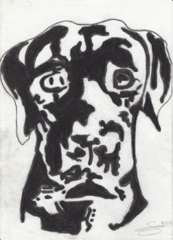 Named contemporary work « Le chien noir et blanc », Made by SAMACHER