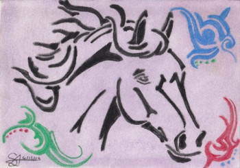 Named contemporary work « Tête de cheval au milieu de nulle part », Made by SAMACHER