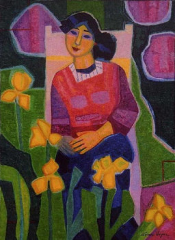 Named contemporary work « Femme assise au jardin », Made by FRANCE WAGNER