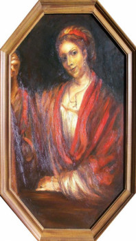 Named contemporary work « D'après le tableau de "Saskia" de Rembrandt », Made by CHRISTINE BIDALET