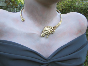 Named contemporary work « torque style antique tête de lion », Made by BIJOUX CATHERINE MERCIER