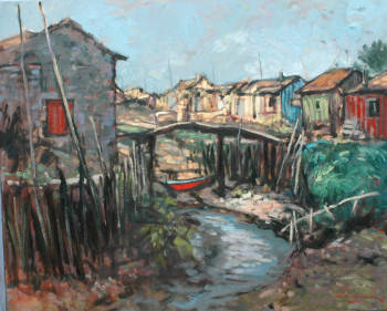 Named contemporary work « Oléron à marée basse », Made by ANDRé ROUVREAU