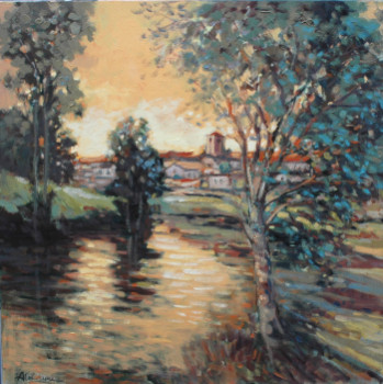 Named contemporary work « Coucher de soleil », Made by ANDRé ROUVREAU