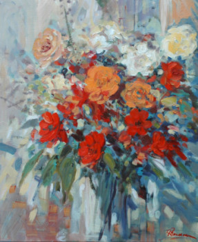 Named contemporary work « Roses », Made by ANDRé ROUVREAU