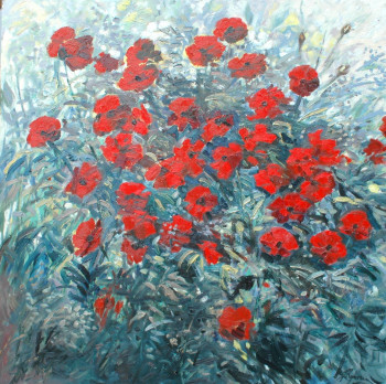 Named contemporary work « Coquelicots », Made by ANDRé ROUVREAU