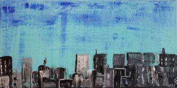 Named contemporary work « CITY », Made by ACRYLIQUE ABSTRAIT