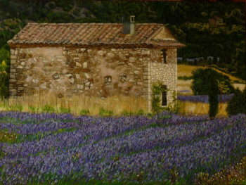 Named contemporary work « LAVANDE EN PROVENCE », Made by MICHELINE HANRARD LADOUL MHL.