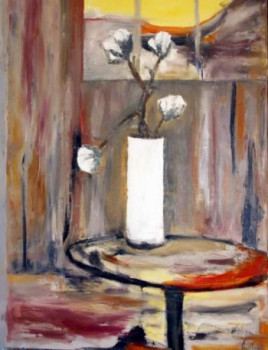 Named contemporary work « Fleurs de coton et ciel jaune », Made by GUILLOU