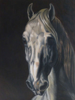 Named contemporary work « CHEVAL BLANC », Made by MICHELINE HANRARD LADOUL MHL.