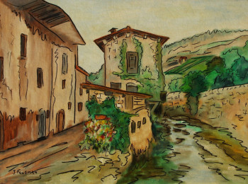 Named contemporary work « Village du Perche », Made by JOëL