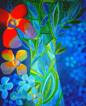 Named contemporary work « L'arbre et la fleur rouge », Made by SANCELME